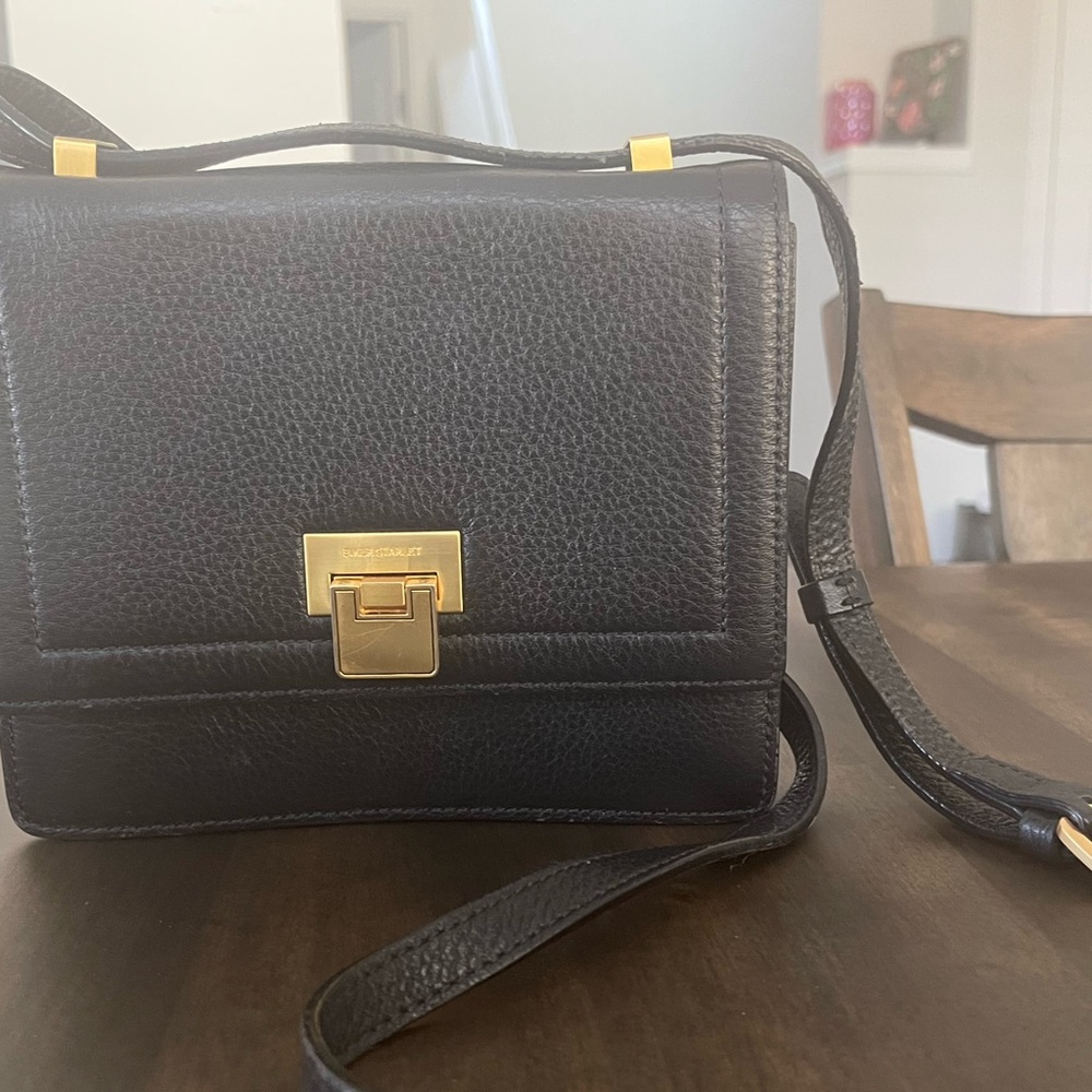 Biker Starlet Black Leather Chain Strap Bag